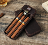Caixa de charuto portátil de luxo com fivela de latão Humidor Cigar Box Estojo de couro para fumar Acessórios de armazenamento Compartimentos 3 ou 6 slots