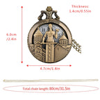 Tbilisi-Quartzo Oco Design Relógio De Bolso, Colar De Bronze, Pingente Fob Relógio, 80cm, 38cm Gancho Corrente, Relógio Retro