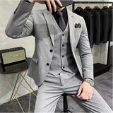 Plus size S-7XL homem coreano magro ajuste personalizado noivo negócios casual smoking blazers colete calça casual casamento social smoking vestido