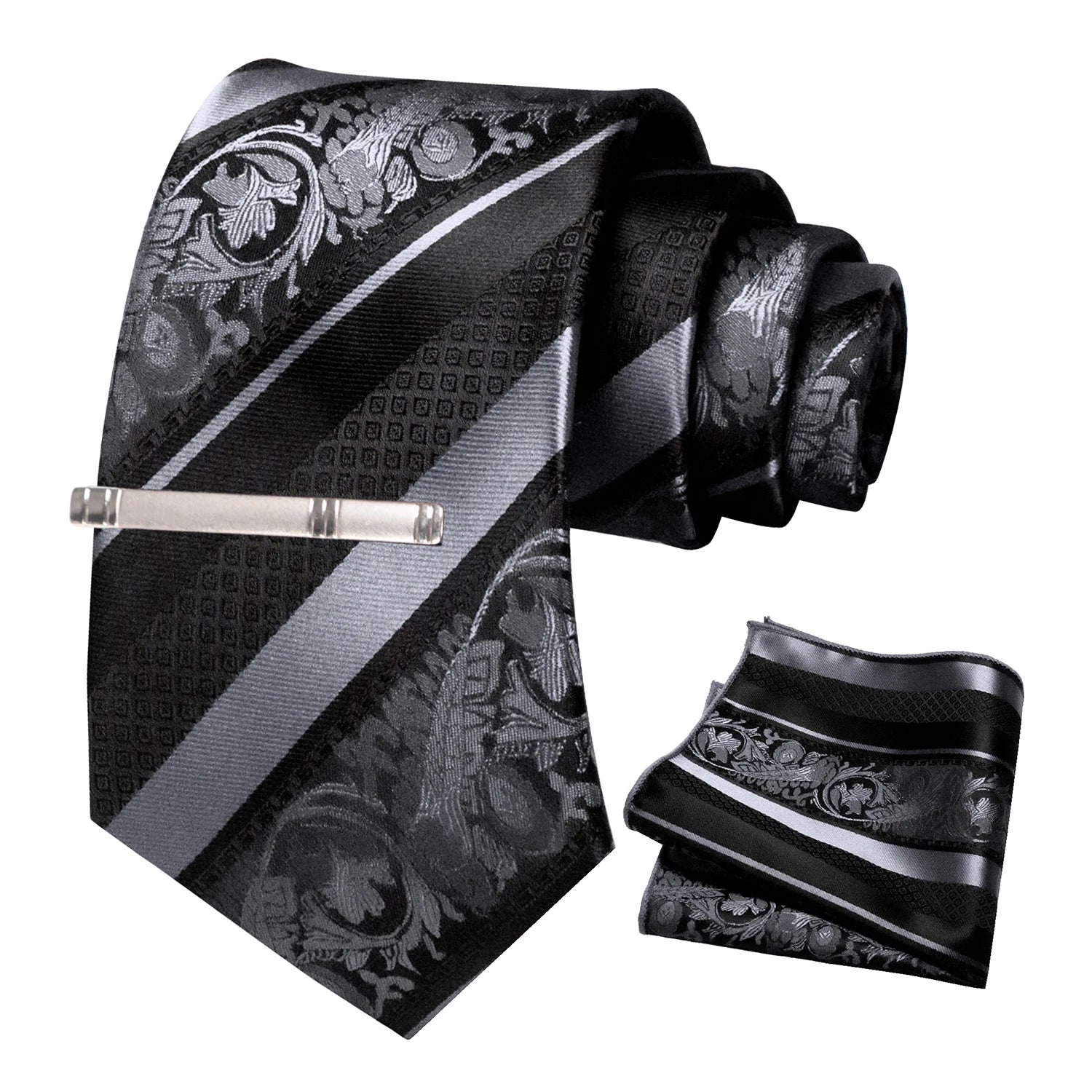 Clássico masculino floral gravata 8cm conjunto de gravata de seda bolso quadrado gravata clipe ternos de negócios acessórios noivo casamento cravat