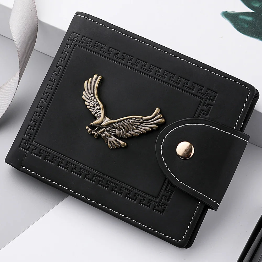 Nova carteira masculina curta multi-função slot para cartão metal touro etiqueta carteira de luxo zíper designer pequena carteira fina