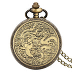 Vintage bronze chinês retro tai chi fofoca banish mau sorte relógio de bolso de quartzo colar pingente melhor amigo amizade jóias