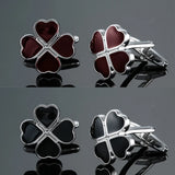 Abotoaduras de camisa francesa para homens, cobre, trevo vermelho e preto, marca de moda, acessórios, atacado