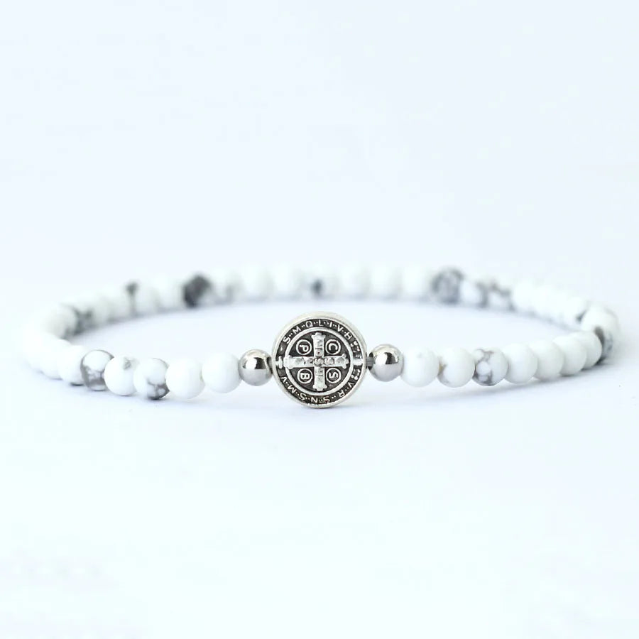Noter novo 4mm pulseira de contas para homens minimalista cruz braslet natural tigre olhos madeira braclet meditação pedra ônix brazalete