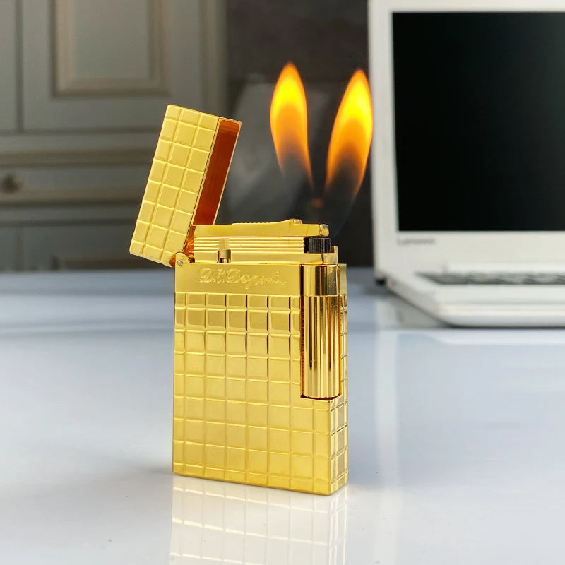 Encendedor retro de sonido brilhante, carcasa de latón a prueba de vento, butano inflável, antiderrapante lateral, encendedor d