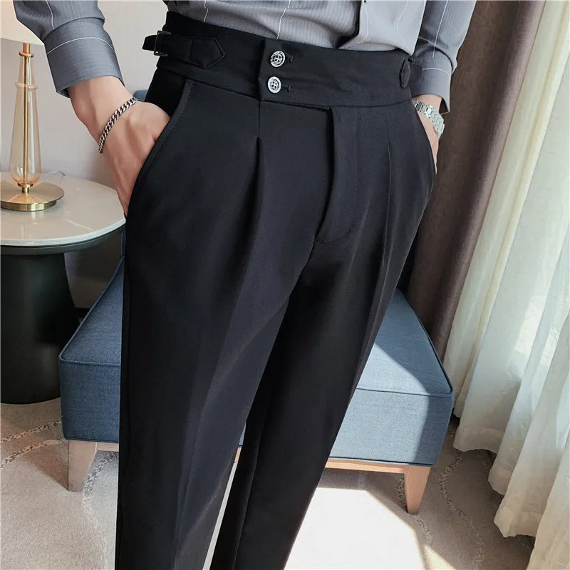 Calça Social Masculina Slim Fit Cintura Alta