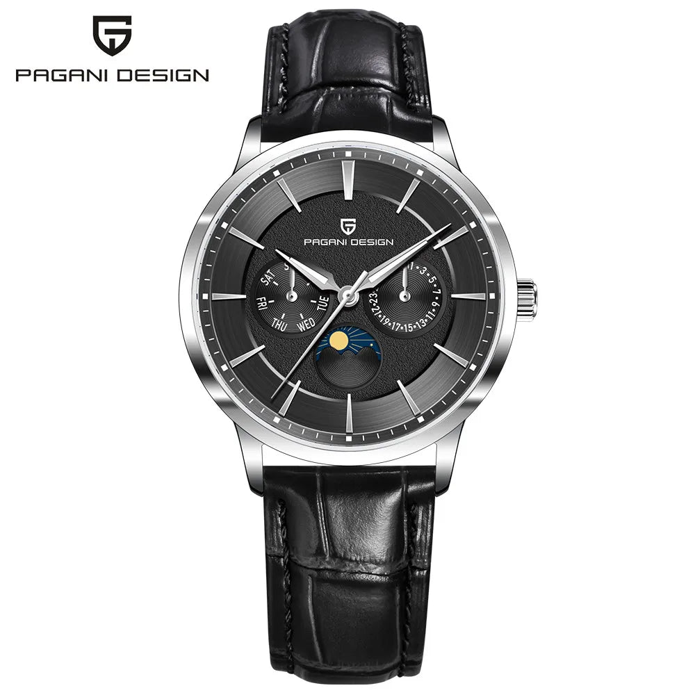 Pagani Design Novo 40mm Fase da Lua Multifuncional Relógio Masculino 100m À Prova D 'Água Vidro Safira Relógio de Quartzo Masculino