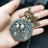 Dois pequenos pássaros estilo retro relógio de bolso de quartzo corrente steampunk colar pingente fob relógio animal com gaiola acessório
