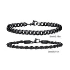 2 peças pulseiras de corrente masculina, corrente de corda torcida de aço inoxidável cor preta dourada prateada, presente de pulseira de corrente cubana da moda