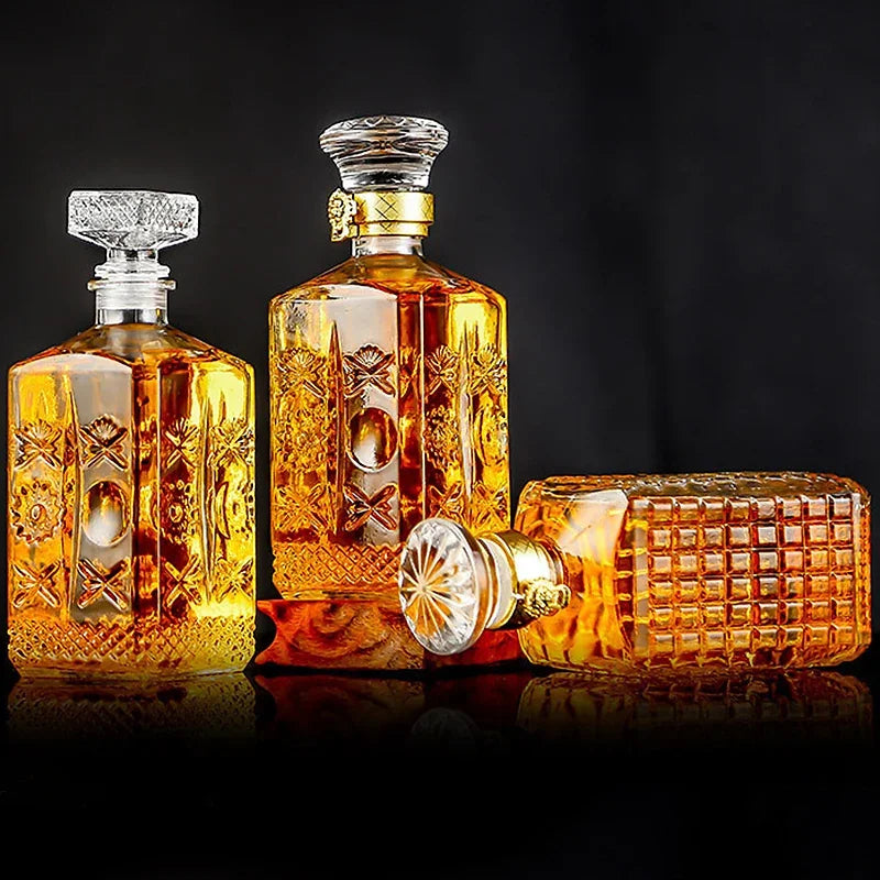 Dispensador de decantador quadrado de alta qualidade, 800-1000ml, garrafa de vidro de cristal, vinho com tampa de parafuso, aerador, espelho, jarro, presente, decoração de bar