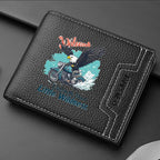 Carteira masculina de couro PU com tecelagem de lichia - porta cartão de crédito curto com vários slots com estampa de desenho animado - dinheiro e cartões