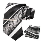 Clássico masculino floral gravata 8cm conjunto de gravata de seda bolso quadrado gravata clipe ternos de negócios acessórios noivo casamento cravat