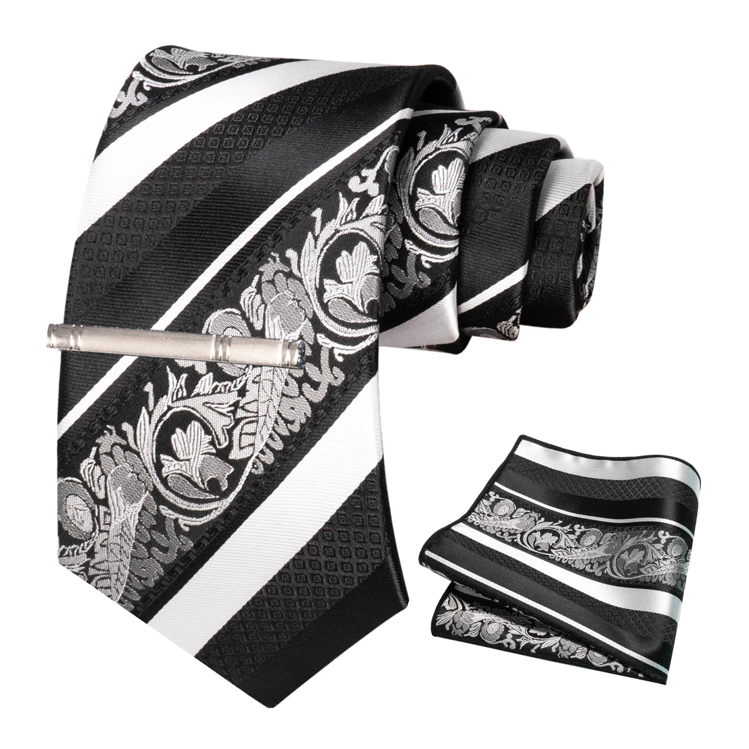 Clássico masculino floral gravata 8cm conjunto de gravata de seda bolso quadrado gravata clipe ternos de negócios acessórios noivo casamento cravat