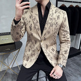 Jaqueta slim fit estampada de luxo masculina, casaco casual, rabo de rabo-de-rabo, festa social, alta qualidade, nova moda, outono, 4XL-M, 2022