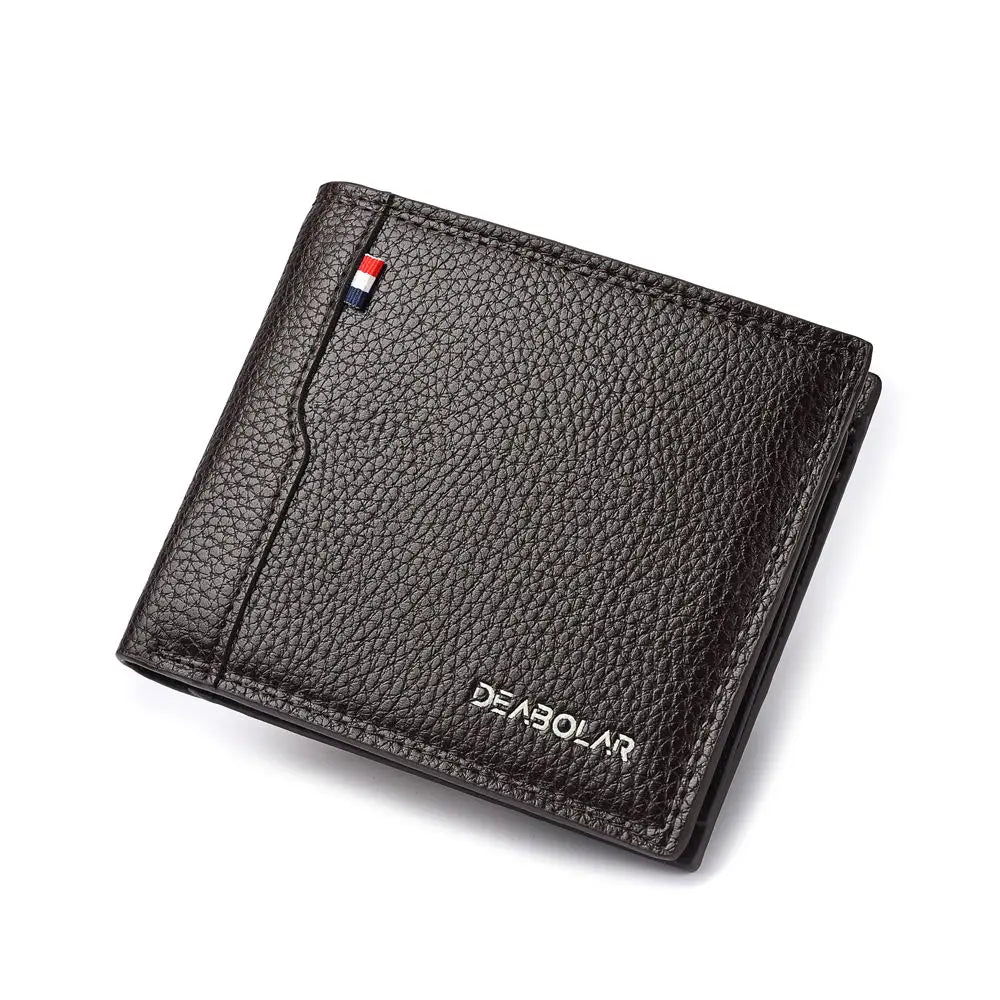 Carteira masculina de couro PU com estampa de lichia, cor sólida, presente de aniversário masculino