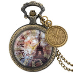 Vintage antigo cobre steampunk bronze oco engrenagem relógio de bolso de quartzo colar pingente corrente relógio masculino feminino com acessório