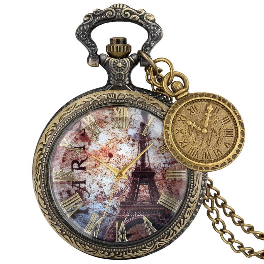 Vintage antigo cobre steampunk bronze oco engrenagem relógio de bolso de quartzo colar pingente corrente relógio masculino feminino com acessório