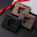 Carteira curta masculina com padrão de tubarão couro PU retrô design casual carteira com slot para vários cartões para jovens estudantes