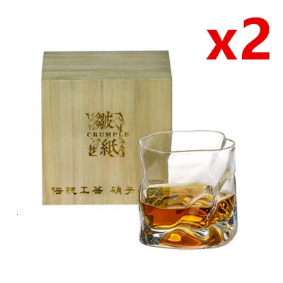 Japonês edo designer amassado papel forma irregular cristal facetado der whiskybecher uísque rocha vidro arte copo de vinho