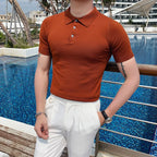 Camisa polo de manga curta Slim Fit masculina Polos de cor sólida, roupas formais de negócios casuais, novas marcas de moda, verão, 2022