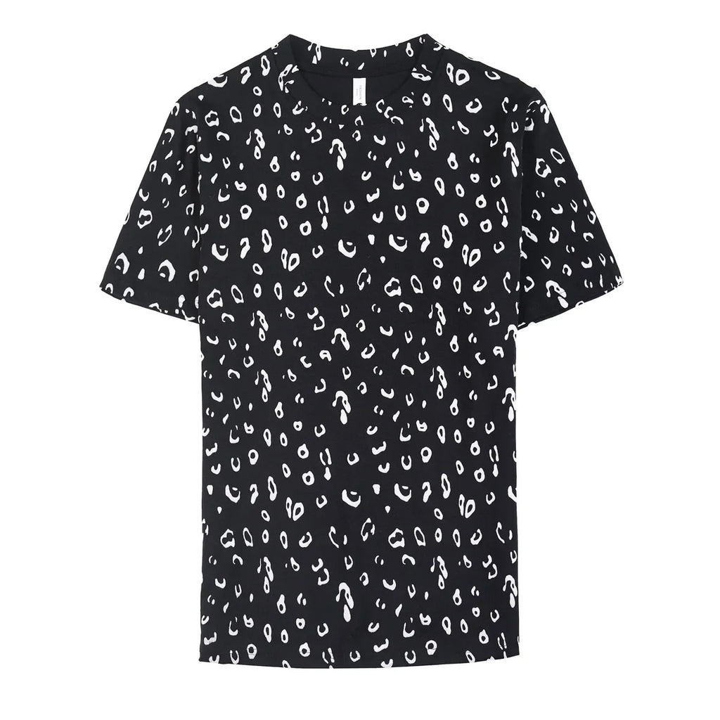 Moda verão leopardo reunindo camisetas masculinas 2025 nova gola redonda fino ajuste manga curta casual camiseta roupas masculinas 4xl-m