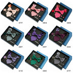 Conjunto de gravata lisa para homens, cor sólida, bolso, broche quadrado, caixa de presente para casamento, negócios, luxo, 8 peças, presente masculino