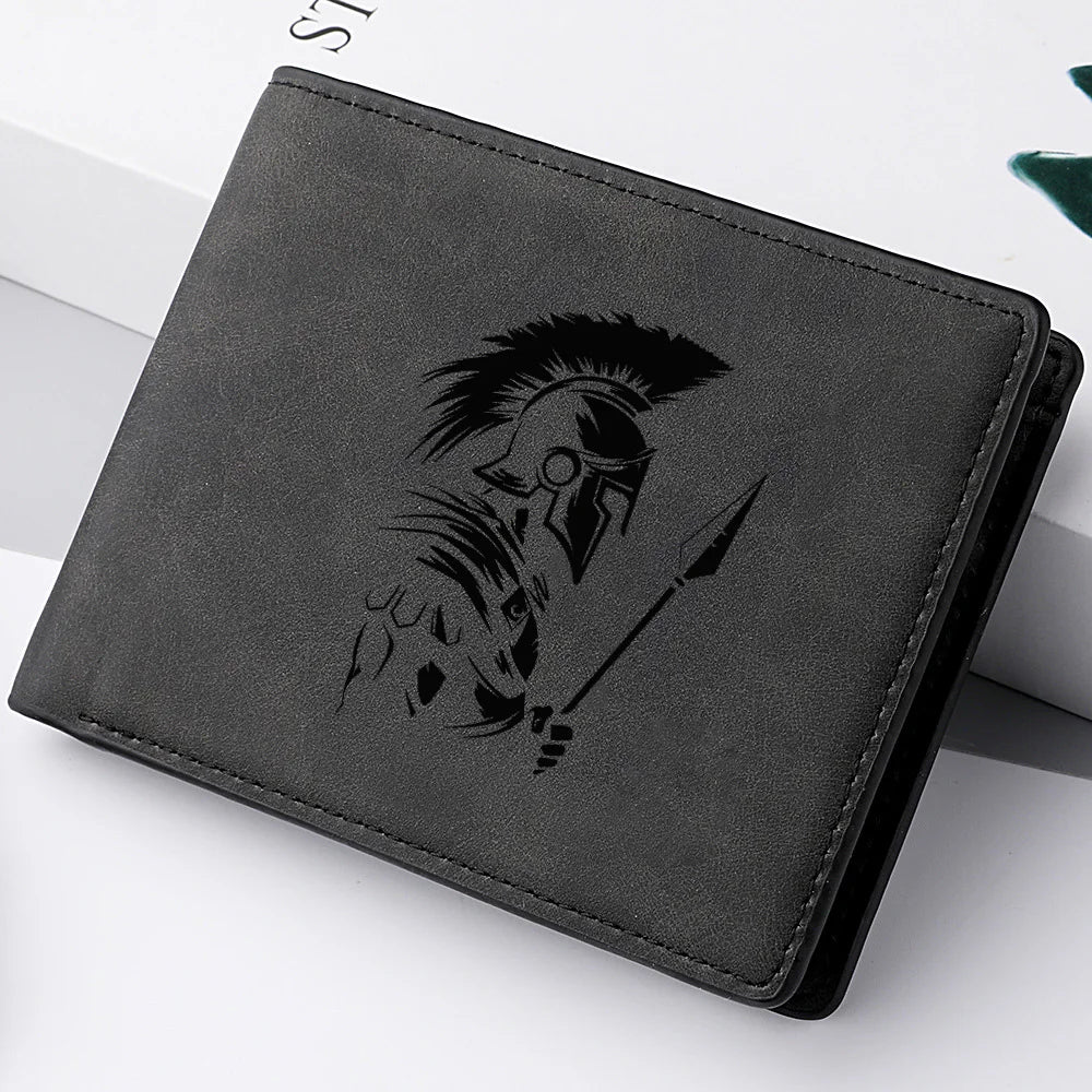 Carteira curta masculina de couro PU vintage fino porta cartão de crédito carteira compacta preta