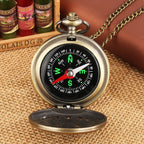 Bronze Vintage oco Coelho Padrão Bússola bolso, Pointer vermelho e branco, Dial Colar, Acessório Cadeia
