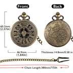Relógio de Bolso Quartzo Fob, Bronze, Cartões Retro Poker, Design da Caveira, Visor Fantasma, Steampunk, Relógio Vintage, 80cm, 38cm Corrente
