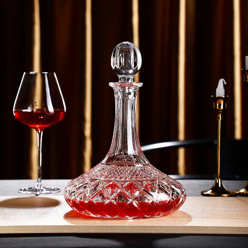 Decantador De Vinho Com Padrão De Martelo Com Tampa, Separador De Vinho Tinto Criativo, Vidro De Cristal Criativo, Decantador De Uísque De Alto Grau, 1100ml