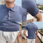 Camisa polo de manga curta Slim Fit masculina Polos de cor sólida, roupas formais de negócios casuais, novas marcas de moda, verão, 2022