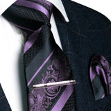 Clássico masculino floral gravata 8cm conjunto de gravata de seda bolso quadrado gravata clipe ternos de negócios acessórios noivo casamento cravat