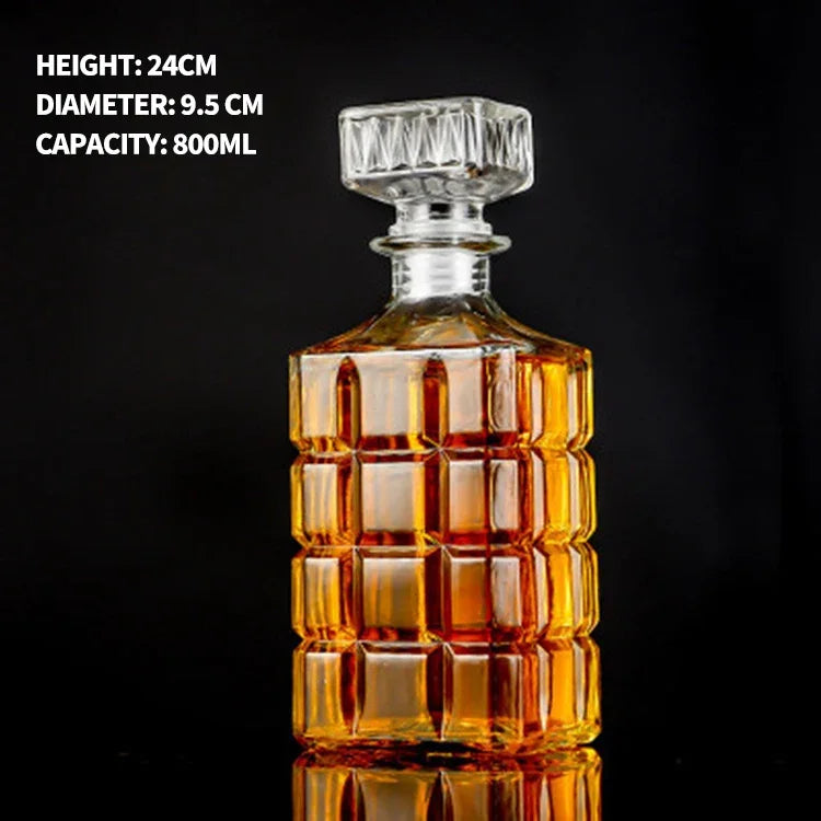 Dispensador de decantador quadrado de alta qualidade, 800-1000ml, garrafa de vidro de cristal, vinho com tampa de parafuso, aerador, espelho, jarro, presente, decoração de bar