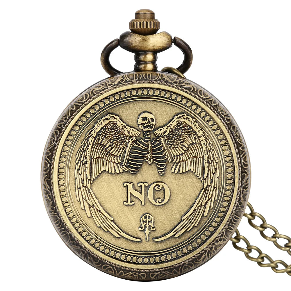 Vintage bronze chinês retro tai chi fofoca banish mau sorte relógio de bolso de quartzo colar pingente melhor amigo amizade jóias