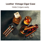 Caixa de charuto portátil de luxo com fivela de latão Humidor Cigar Box Estojo de couro para fumar Acessórios de armazenamento Compartimentos 3 ou 6 slots