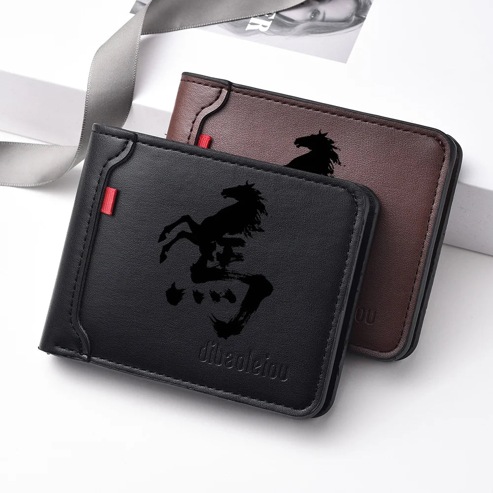 Carteira masculina ultrafina multifuncional casual de couro PU design personalizado elegante