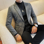 Estilo britânico cor sólida fino terno jaqueta masculina moda casual negócios blazers casacos de alta qualidade casamento social jaquetas elegantes