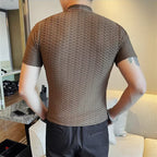 Verão meia gola alta elástica t camisas para homens moda coreana versátil fino ajuste manga curta pullovers casuais topos t 4xl-m