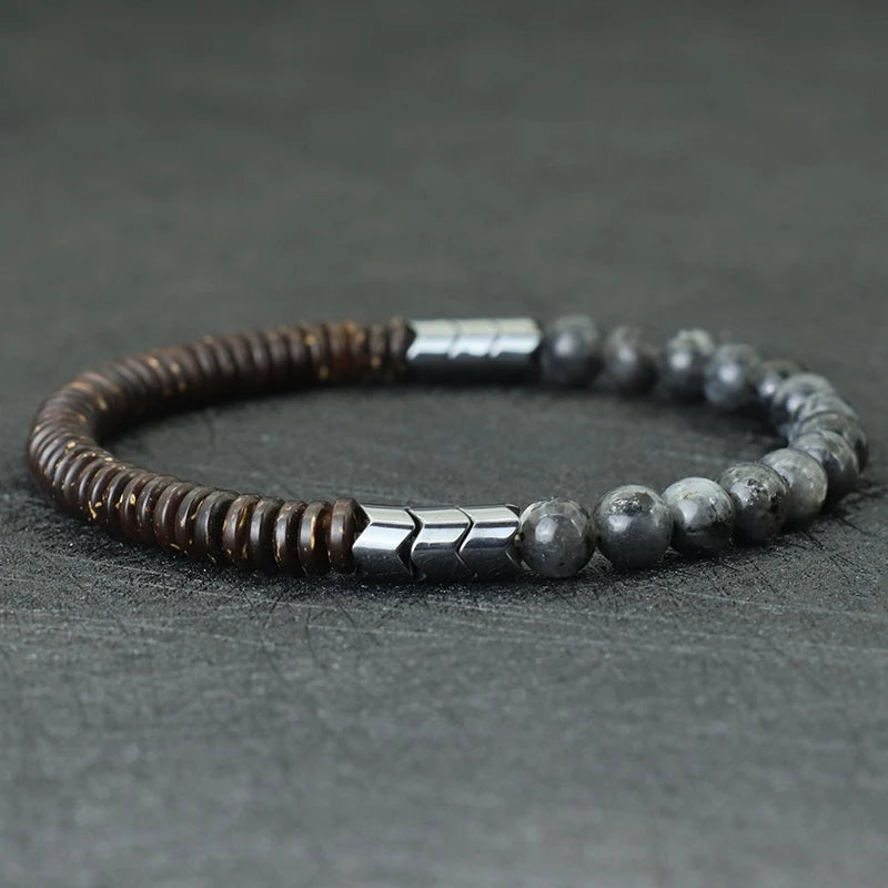 Nova pulseira de contas de coco masculina 6mm natural azul arenito tigre olhos pedra braclet chakra energia braslet yoga madeira brazalete