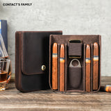 Genuine Crazy Horse Leather Travel Cigar Case, Humidor Box, Armazenamento para 4 Charutos, Acessórios para fumar