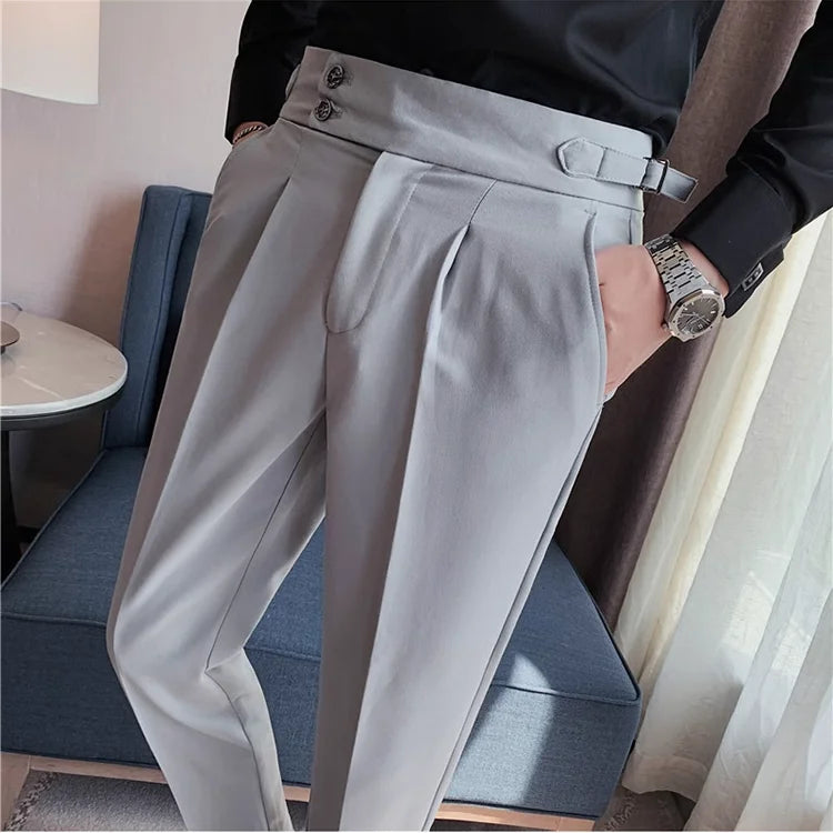 Calça Social Masculina Slim Fit Cintura Alta