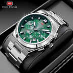 Mini foco moda masculina militar esporte relógio pulseira de aço inoxidável luminoso resistente à água relógio de pulso de quartzo com calendário1614
