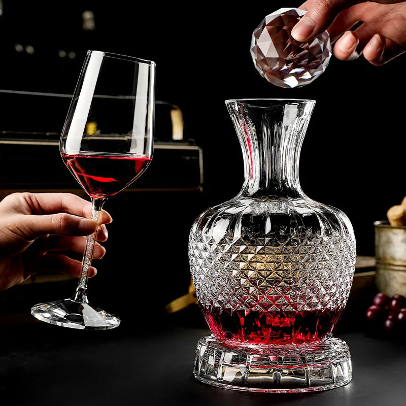 Decantador rotativo de cristal de ouro, copo de vinho luxuoso leve high-end, Gyro Decanter, 1500ml