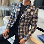 Estilo britânico de luxo xadrez terno jaqueta 2025 outono novos homens high-end negócios fino blazers noivo casamento festa social vestido casacos