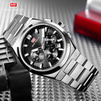 Mini foco moda masculina militar esporte relógio pulseira de aço inoxidável luminoso resistente à água relógio de pulso de quartzo com calendário1614