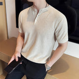 Verão fino gelo seda malha camiseta dos homens elasticidade malha casual t camisa masculina manga curta fino ajuste respirável topos t homme