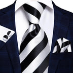 Gravatas masculinas branco sliver hanky abotoaduras conjunto de seda pescoço laços para festa de casamento negócios gravata masculina 2022 nova marca de moda hi-tie