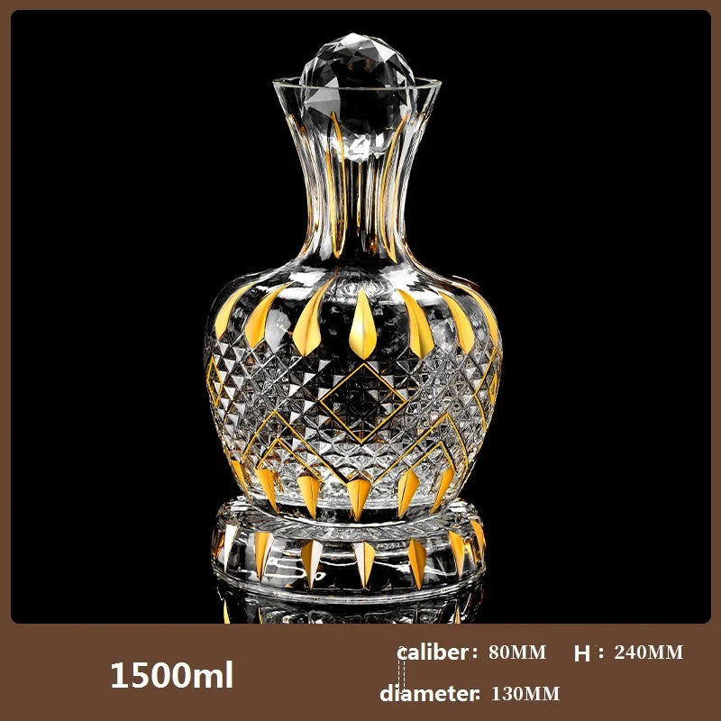 Decantador rotativo de cristal de ouro, copo de vinho luxuoso leve high-end, Gyro Decanter, 1500ml