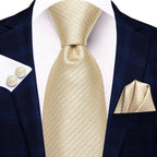 Hi-tie floral champanhe marfim masculino elegante gravata lenço abotoaduras para smoking moda clássico seda gravata de luxo para homem
