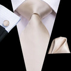 Gravatas masculinas branco sliver hanky abotoaduras conjunto de seda pescoço laços para festa de casamento negócios gravata masculina 2022 nova marca de moda hi-tie